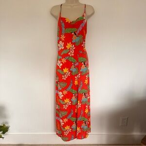 XIX Palms Nineteen Palms Women’s Hawaiian Red Tropical Floral Maxi Dress XS